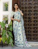 Off White Khadi Printed Saree
