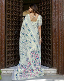 Off White Khadi Printed Saree