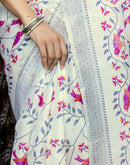 Off White Khadi Printed Saree