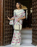 Off White Khadi Printed Saree