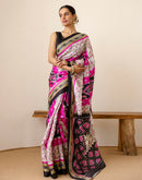 Magenta Silk Printed Saree