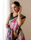 Magenta Silk Printed Saree