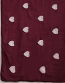 Wine Georgette Embroidery Saree
