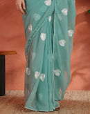 Mint Green Georgette Embroidery Saree