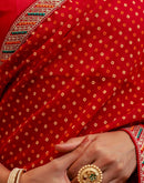 Red Georgette Printed Bandhani Saree