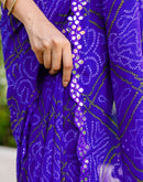 Blue Georgette Printed Bandhani Saree