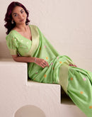 Light Green Linen Woven Saree