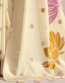 Cream Linen Woven Saree
