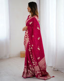 Rani Pink Silk Woven Banarasi Saree