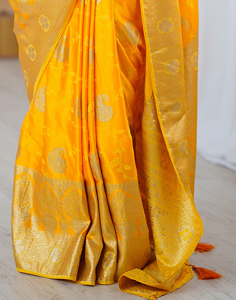 Yellow Silk Woven Banarasi Saree