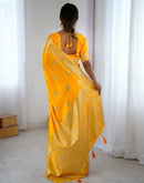 Yellow Silk Woven Banarasi Saree