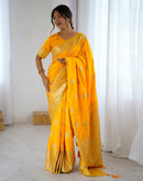 Yellow Silk Woven Banarasi Saree