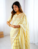 Cream Silk Woven Kanjivaram Saree