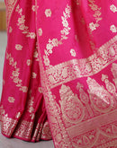 Coral Pink Silk Woven Banarasi Saree