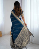 Peacock Blue Silk Woven Banarasi Saree