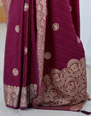 Wine Silk Woven Banarasi Saree