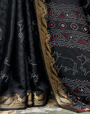 Black Silk Bandhani Printed Saree