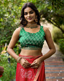 Red Silk Bandhani Printed Saree