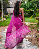 Magenta Silk Bandhani Printed Saree