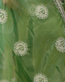 Mehandi Green Shimmer Embroidery Saree