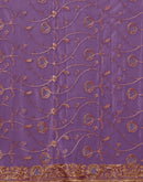 Purple Shimmer Embroidery Saree