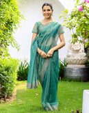 Teal Blue Shimmer Swarovski Saree