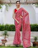 Red Georgette Printed Saree