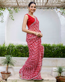 Red Georgette Printed Saree
