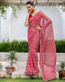 Red Georgette Printed Saree