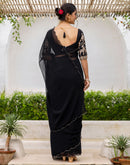 Black Georgette Dyed Plain Saree