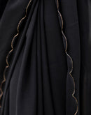 Black Georgette Dyed Plain Saree