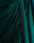 Rama Green Georgette Dyed Plain Saree