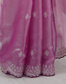 Pink Tissue Silk Embroidery Saree