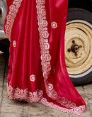 Red Tissue Silk Sequence Embroidery Saree