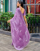 Lavender Tissue Silk Sequence Embroidery Saree