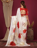 Off White Silk Foil Printed Saree
