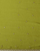 Lime Green Shimmer Pearl Work Embroidery Saree