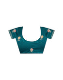 Turquoise Blue Shimmer Embroidery Saree