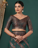 Teal Green Silk Woven Saree