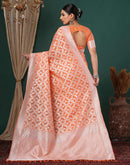 Light Orange Chanderi Woven Saree