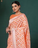 Light Orange Chanderi Woven Saree