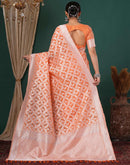 Light Orange Chanderi Woven Saree