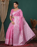 Light Pink Chanderi Woven Saree