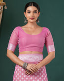 Light Pink Chanderi Woven Saree