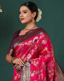 Rani Pink Silk Woven Banarasi Saree