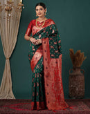 Dark Green Silk Woven Banarasi Saree