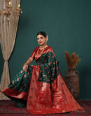 Dark Green Silk Woven Banarasi Saree