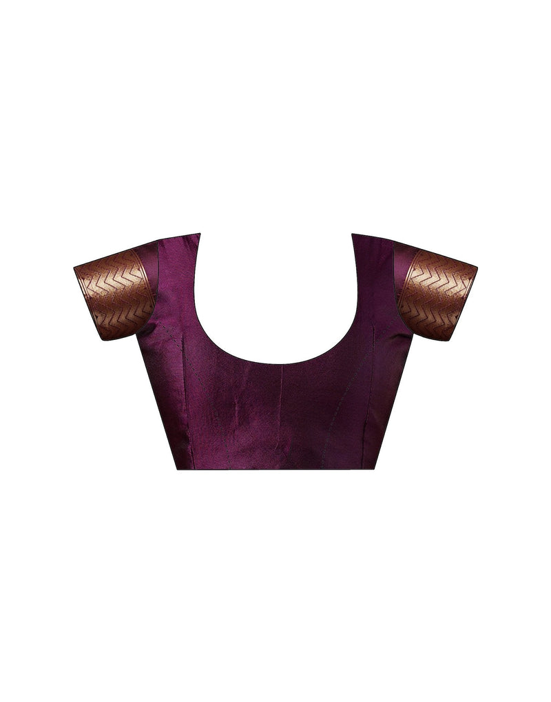 Wine Silk Woven Banarasi Saree