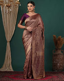 Wine Silk Woven Banarasi Saree