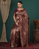Wine Silk Woven Banarasi Saree